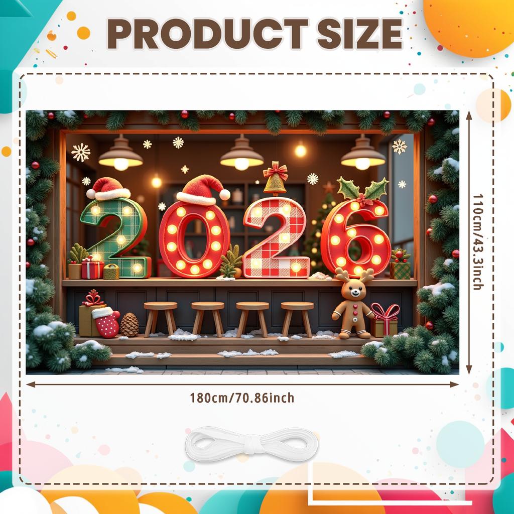 Merry Christmas Banner Wreath Snowman Snow Scene Xmas Party Decoration Backdrop 2026 New Year Event Photo Background Props