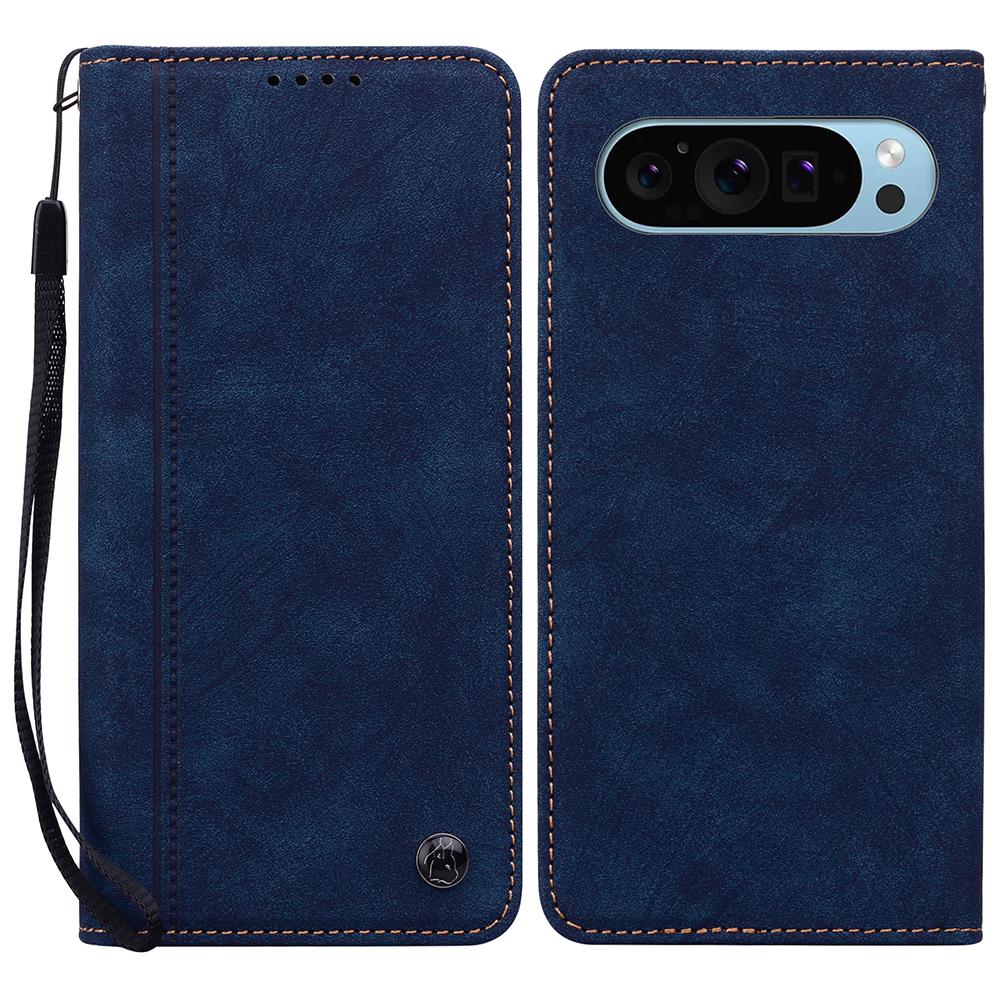 For Google Pixel 10 Pro XL/9 Pro XL Case Lines Pattern Wallet Leather Phone Cover with Strap