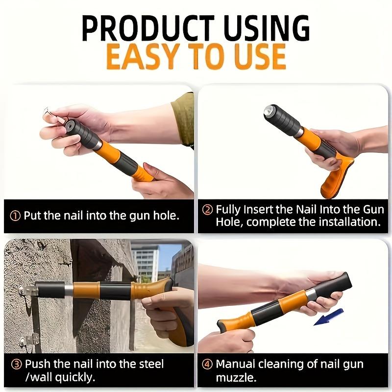 Heavy-Duty 5-Speed Adjustable Nail Gun - Quiet, Fast-Firing, Easy Assembly for Concrete/Steel/Gypsum Walls, DIY & Renovation (Nails Not Included)