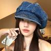Retro Denim Cloud Beret Women's Spring and Summer 2026 New Simple Literary Style Newsboy Hat Thin Octagonal Hat