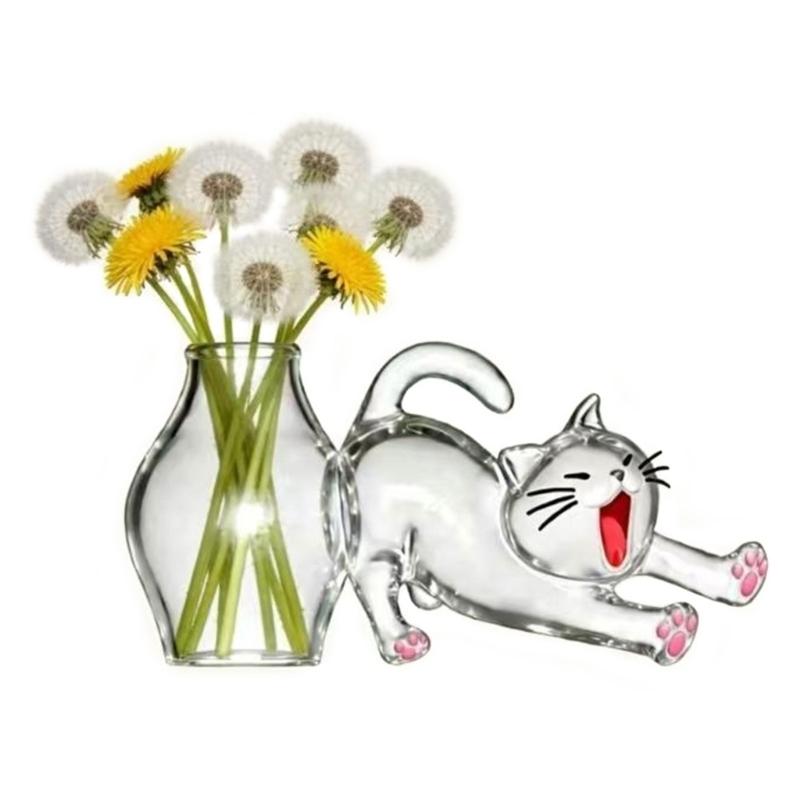 Fridge Magnet with Clear Vase for Keepsakes,Pet Hair,Flower Display Cats Whiskers Holders Refrigerator Magnet Decors