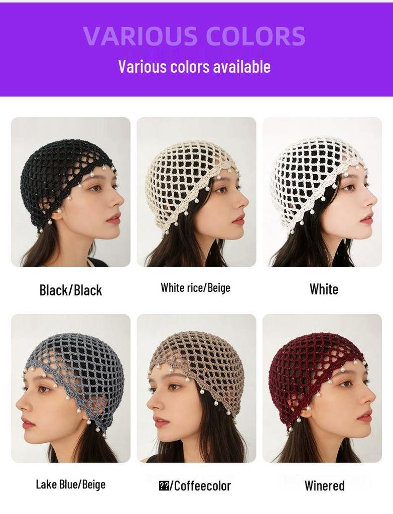 Bohemian Style Handwoven Hollow Bead Women's Knit Pullover Hat
