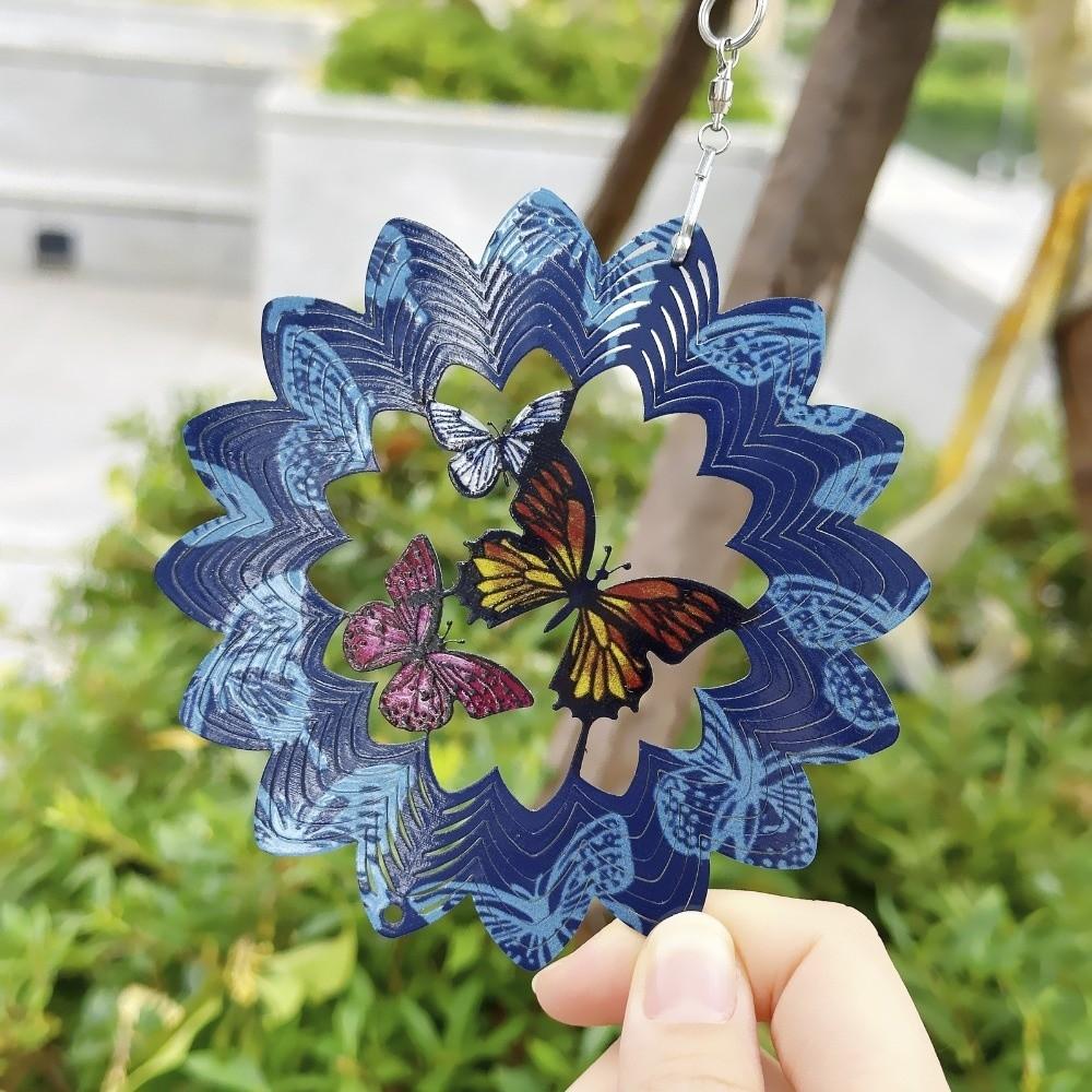 Flower Rotating Pendant Butterfly Wind Spinner Vintage Mandala Wind Chime  Balcony Ornament