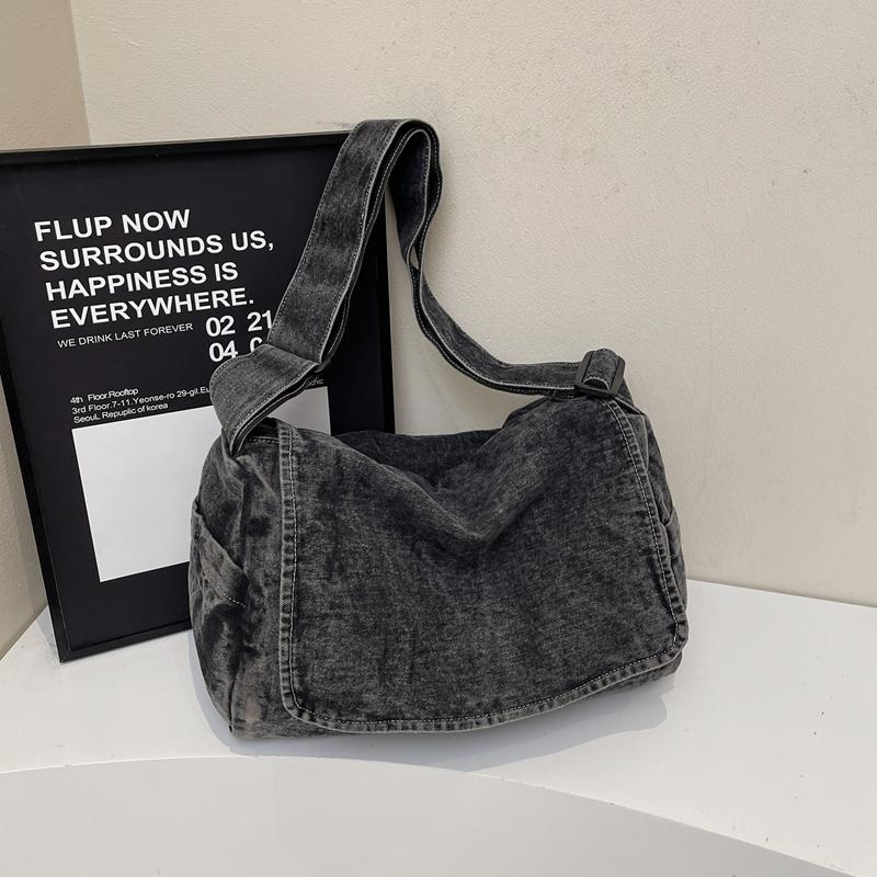 Men's Denim Bag Women's Large Capacity Lightweight Messenger Bag Student School Bag Crossbody Bag
