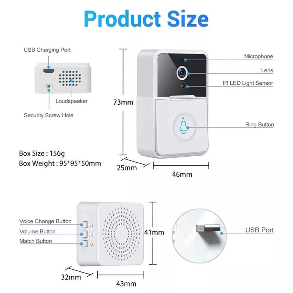 Doorbell Camera WiFi Video Doorbell with Chime 2 Way Audio AI Smart Human Detection Night Vision Cloud Storage Real Time Alert