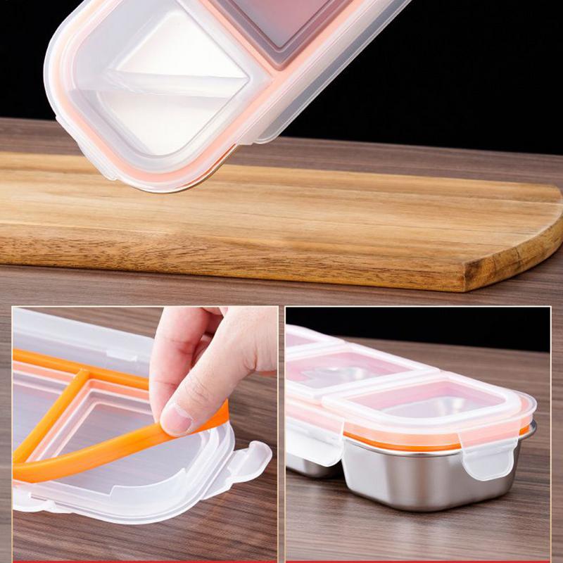 Snack Pack Containers Stackable Reusable Fruit Box With Divider Multi Compartment Leakproof Silicone Sealed Food Storage For