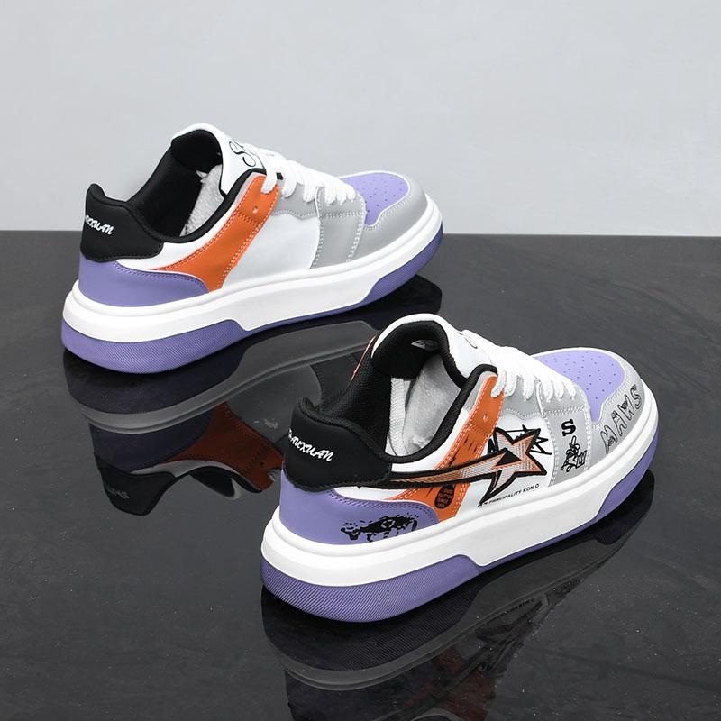 Leather spring new dad shoes youth height increase thick sole breathable casual