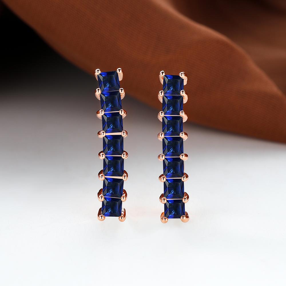 

Серьги-клипсы цвета розового золота с синим камнем принцессы, обручальное кольцо, прямоугольные серьги-крючки, ювелирные изделия синий