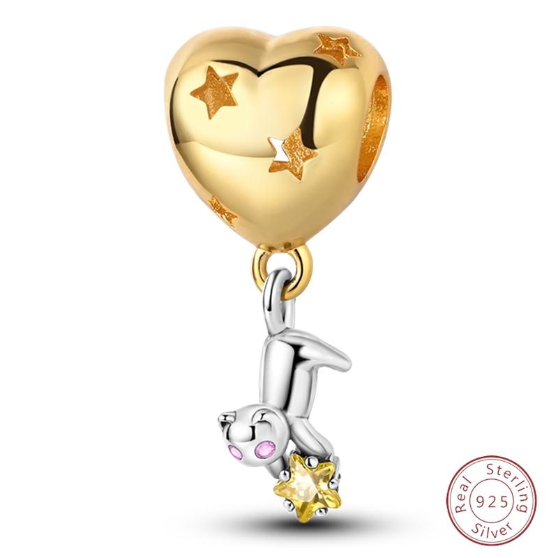 S925 Silver Birthday Bear Lucky Cat Elephant Family Firefly Charms Beads Fit 3mm Bracelets DIY Fine Jewelry