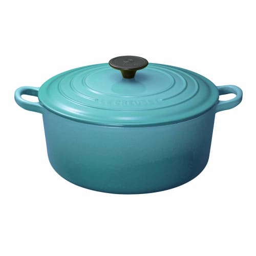 Le Creuset Cast Iron Enamel Cocotte Ronde Pot, 24 Cm, Caribbean Blue, Gas, Induction, and Oven Compatible [Official Japanese Product]