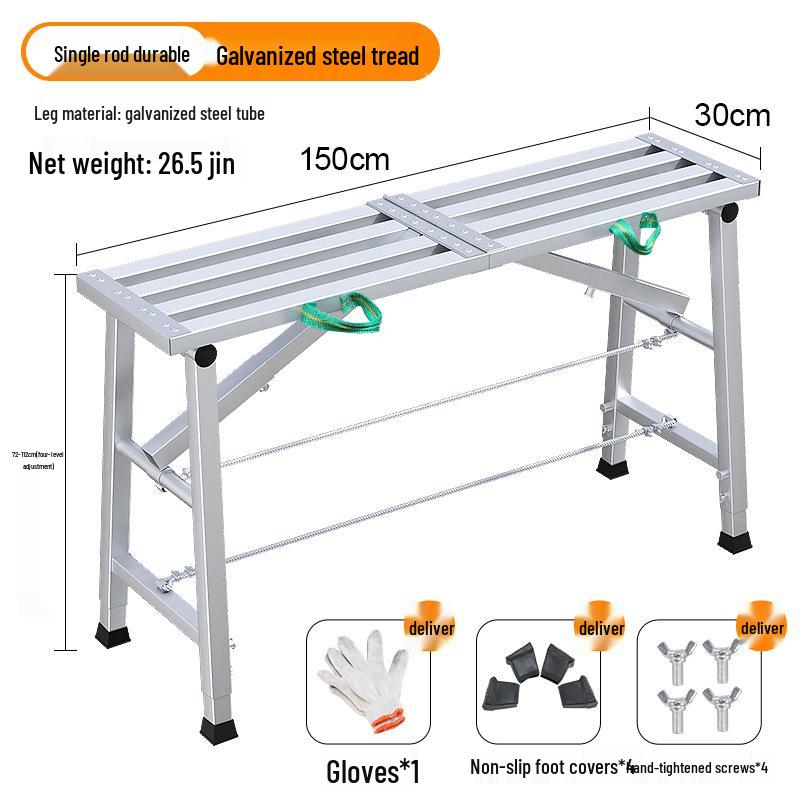 Folding Telescopic Thickened Stool with Leveling Function for Engineering or Scaffolding Use