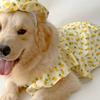Fruit Print Pet Princess Dresses Flutter Sleeve Dog Cooling Clothes Dog Floral Skirt  for Pet Party