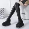 Fashion Long Boots for Women Very Heel Autumn Elastic Comfortable and Elegant Knee High Shaft Shoes Woman Designer Luxury Y2k Goth Pu 39