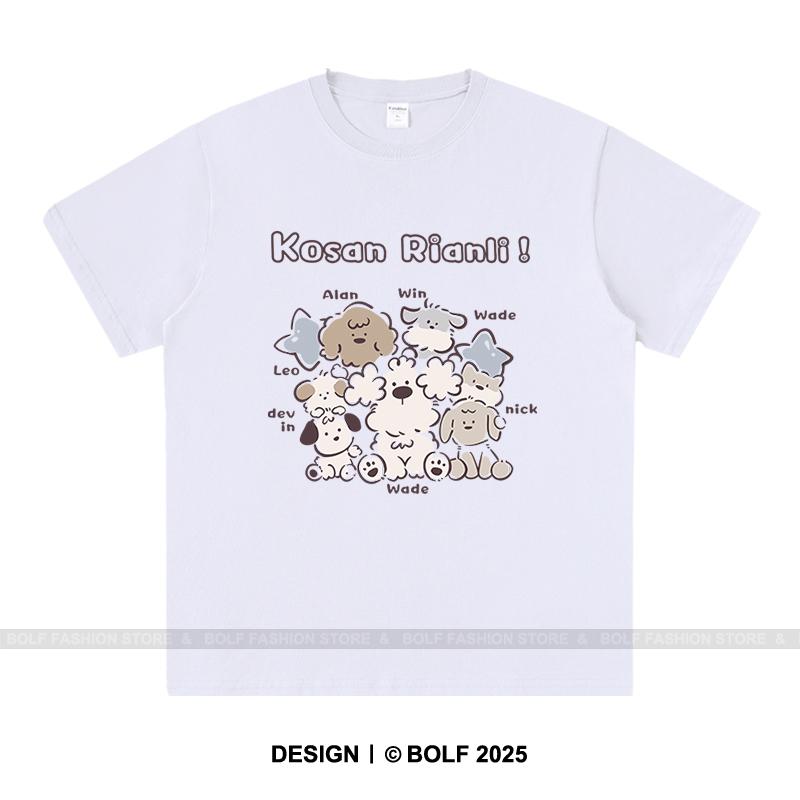 Playful Cartoon Sketch Printed Unisex Men Women T-Shirt Tees Tops 100% Cotton Loose Fit Trendy Graphic Daily Wear