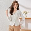 Women's Pleated V-neck Long-Sleeve Shirt