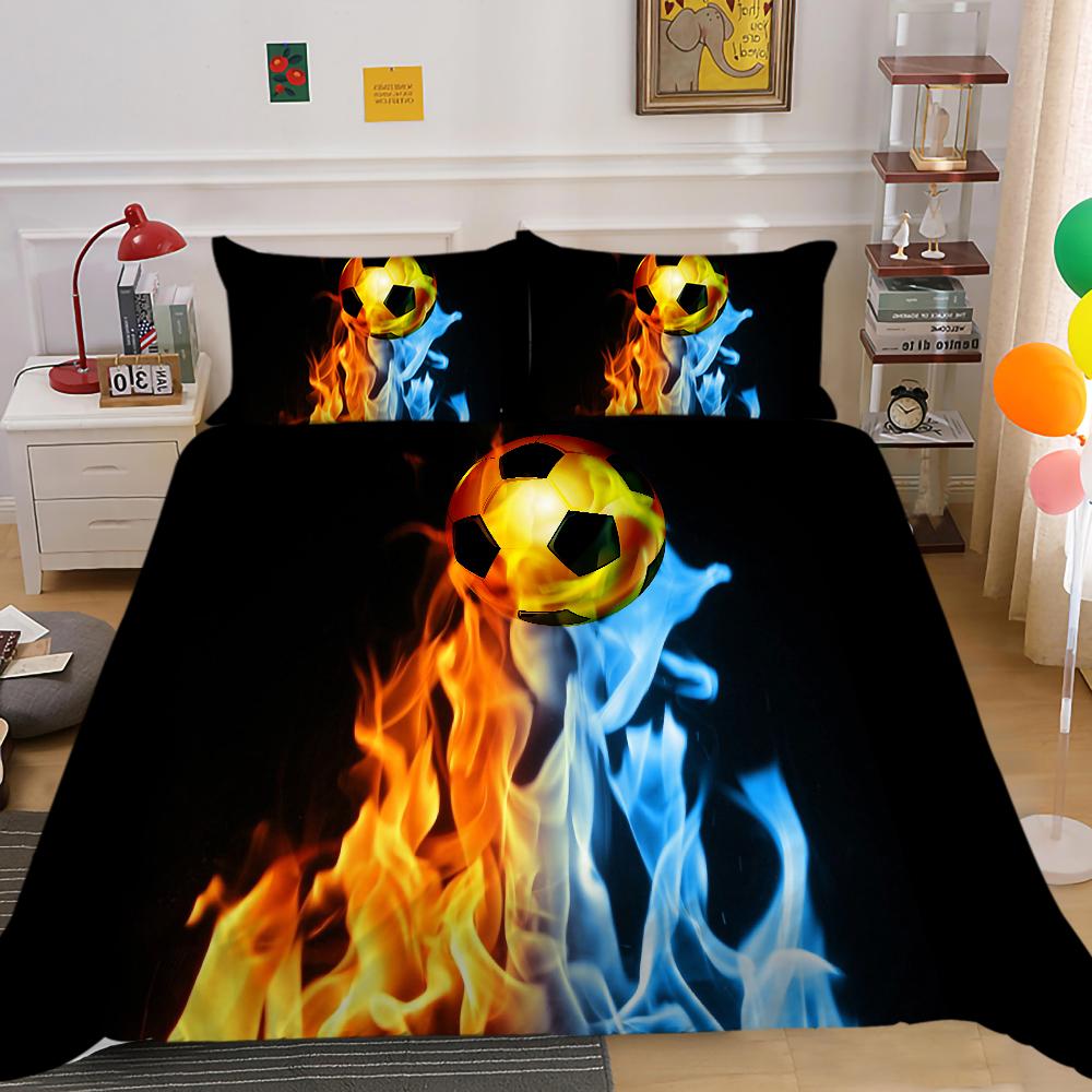 3D Football Bedding Set, Sports Down Duvet Cover, Pillowcase 2/3 Pieces, Boys and Teens, Athlete Room,soft Home Textile, World Cup Quilt Cover