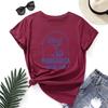 Social Club Cotton T-Shirt Short Sleeve Round Neck Women 2d Print Tops