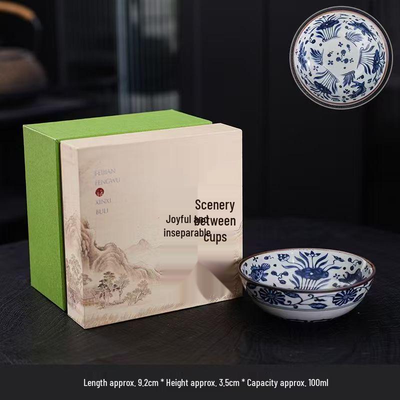 Hand-Painted Blue and White Porcelain Retro Tea Cup