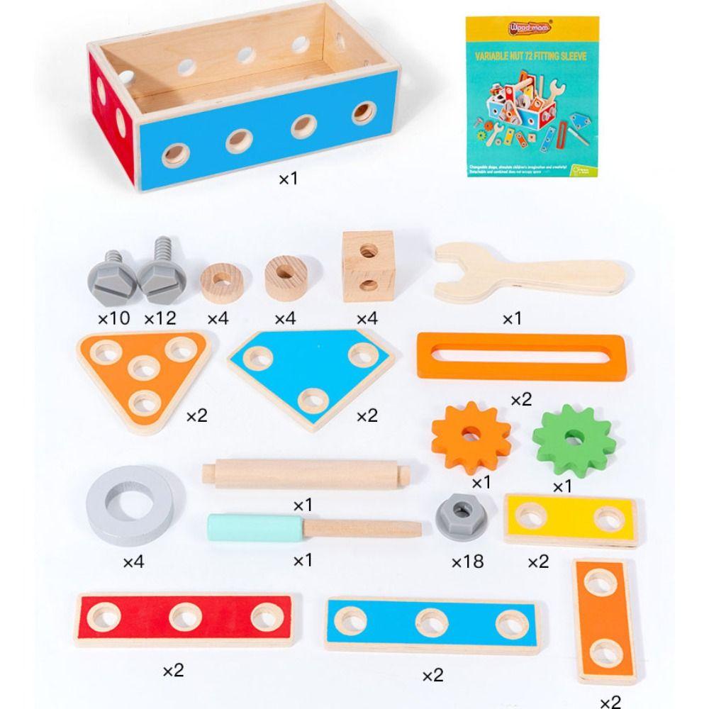 Montessori Puzzle Nut Assembly Toy Wood Nut Screw Disassembly Toys Childrens Christmas Gifts