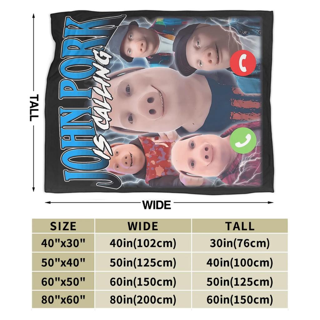 John Pork Vintage Retro Design Warm Blanket  Picnic Plush Throw Blanket Novelty Living Room Flannel Bedspread Sofa Bed Cover