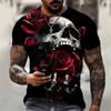 Men's Summer Skull Print T-Shirt Soft Breathable Round Neck Outdoor Street Style Casual Graphic Tee Comfort Top