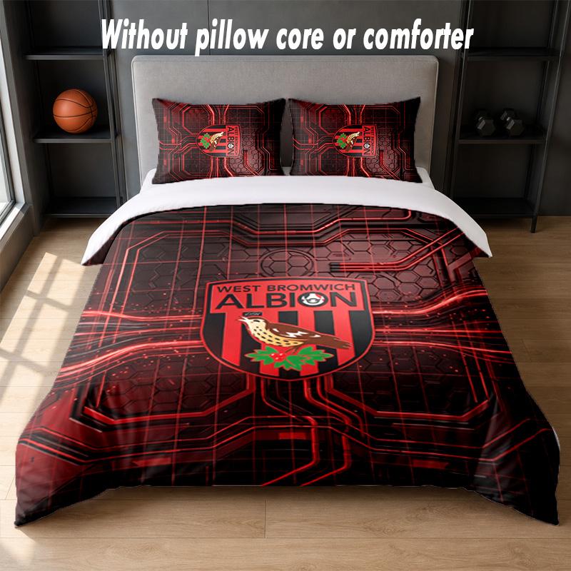 West Bromwich Albion Football Design Set Biancheria da Letto 1 Copripiumino + 2 Federe Morbido Traspirante Biancheria da Letto per la Casa