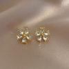 Mini Crystal Flower Stud Earrings for Women Girl Cute Zircon Korean Fashion Sweet Golden Color Plant Gift Zircon pendientes