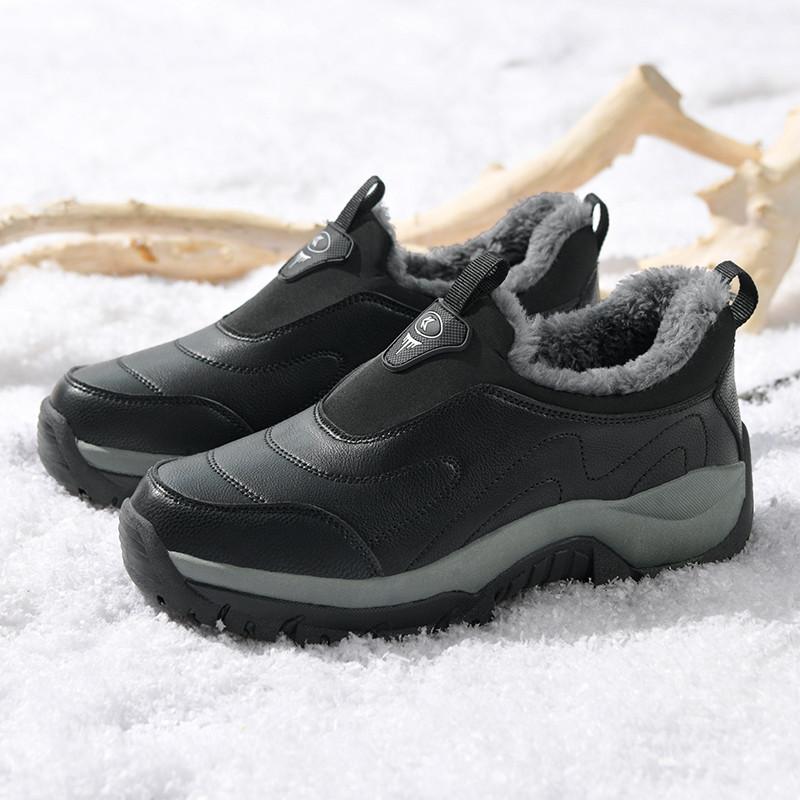 Fashion New Outdoor Winter Men's Snow Boots Warm Plush Walking Boots Men's Loafers Office Shoes Hiking Non-slip Rubber Men's Work Boots