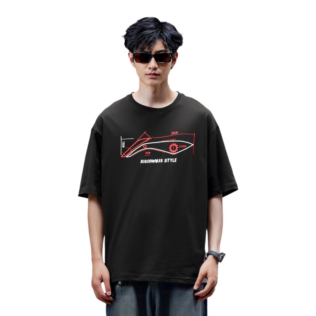 Li-Ning Seria Sportowa Moda Logo Nadruk Okrągły Dekolt Krótki Rękaw T-Shirt Męski Top Czarny Czerwony AHSR543-7
