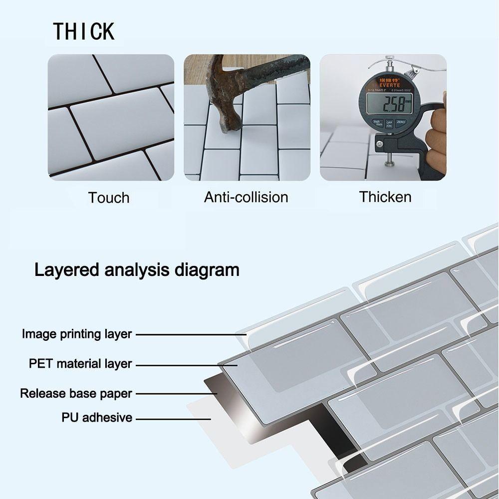 Self-adhesive Backsplash Wall Decals Brick Design Peel and Stick Wallpapers  for Kitchen Bathroom