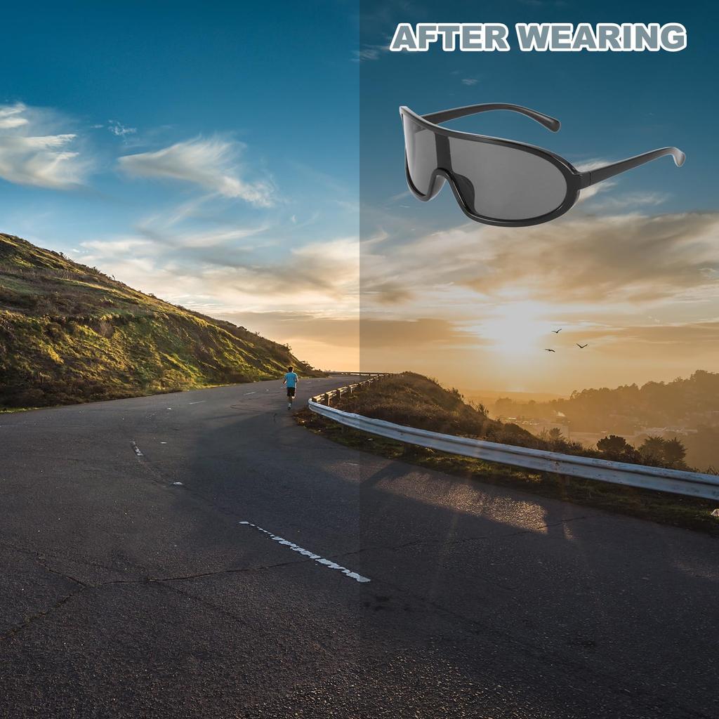 Sports Sunglasses for Polarized for Black Gray Lenses [uxcell] Men, Lenses, Cycling, Hiking, Fishing, Running, Frame,