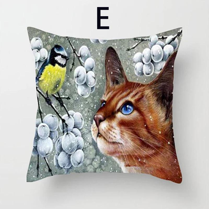 Cushion Cover Cute Cat Pattern Square Pillowcase Zipper Birthday Gift Sofa Home Hotel Decoration 45*45Cm