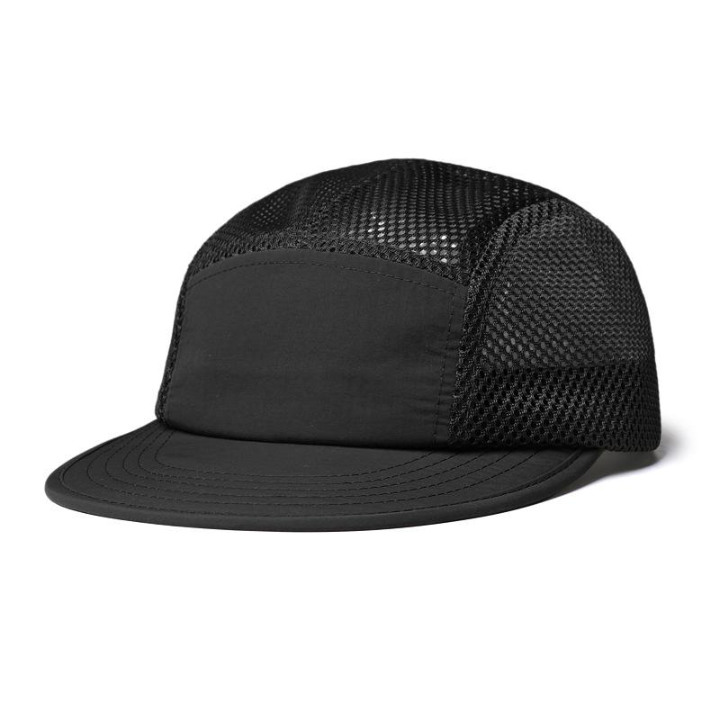 Flat-brimmed hip-hop baseball cap, unisex, quick-drying, breathable mesh, wide-brimmed sun hat, workwear-style duckbill cap