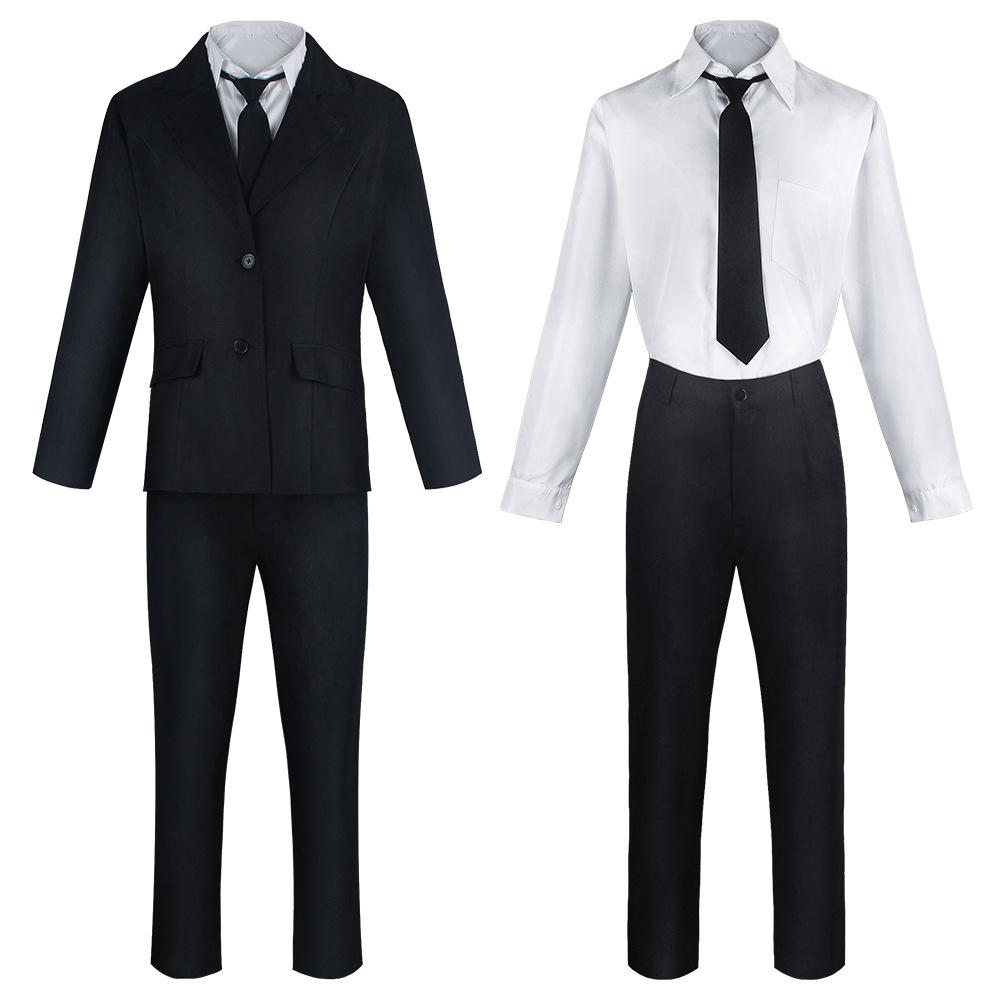 Chainsaw Man Black Suit Cosplay Costume, Aki Hayakawa & Denji Uniform Casual Business Black Suit Outfit