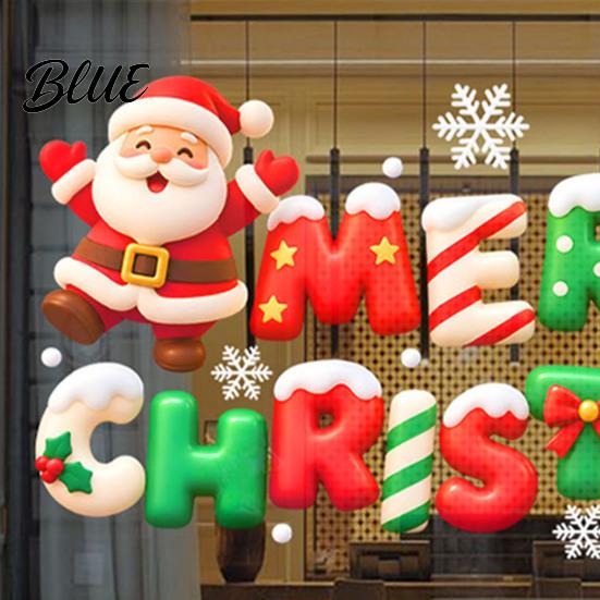 Reusable Christmas Wall Decals 3D Window Stickers with Santa Claus Xmas Tree and Snowflake Designs Removable Indoor Party Accents PVC Cling