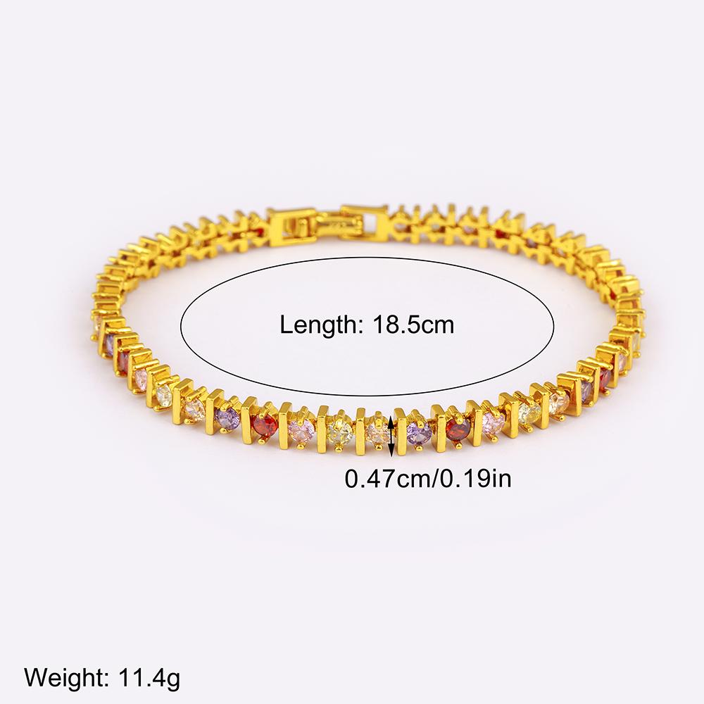 Nidin New Popular Inlaid Colorful Zircon Charm Chain Bracelets 3 Styles For Women Girl Birthday Party Bangle Jewelry Fine Gifts