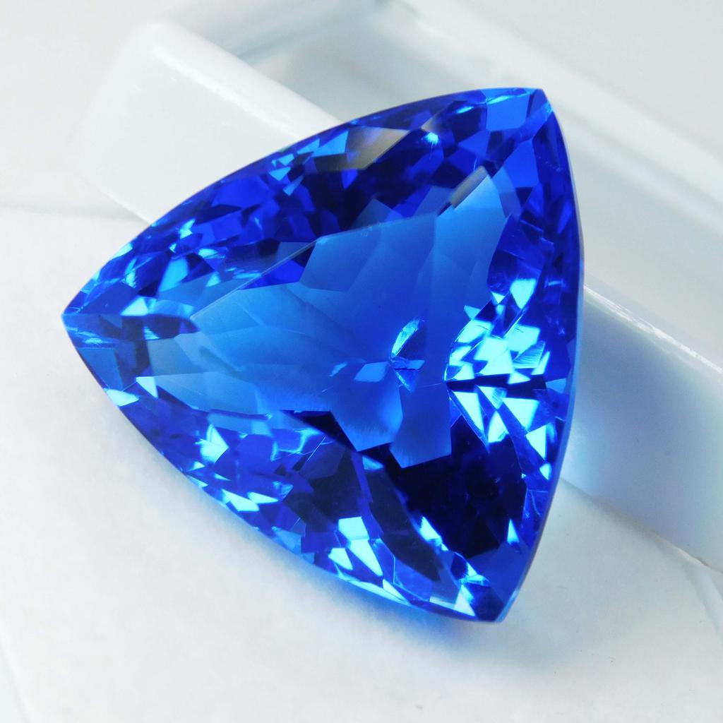 Lab-Created 51 Carat Trillion Cut AA+ Blue Tanzanite Loose Gemstone