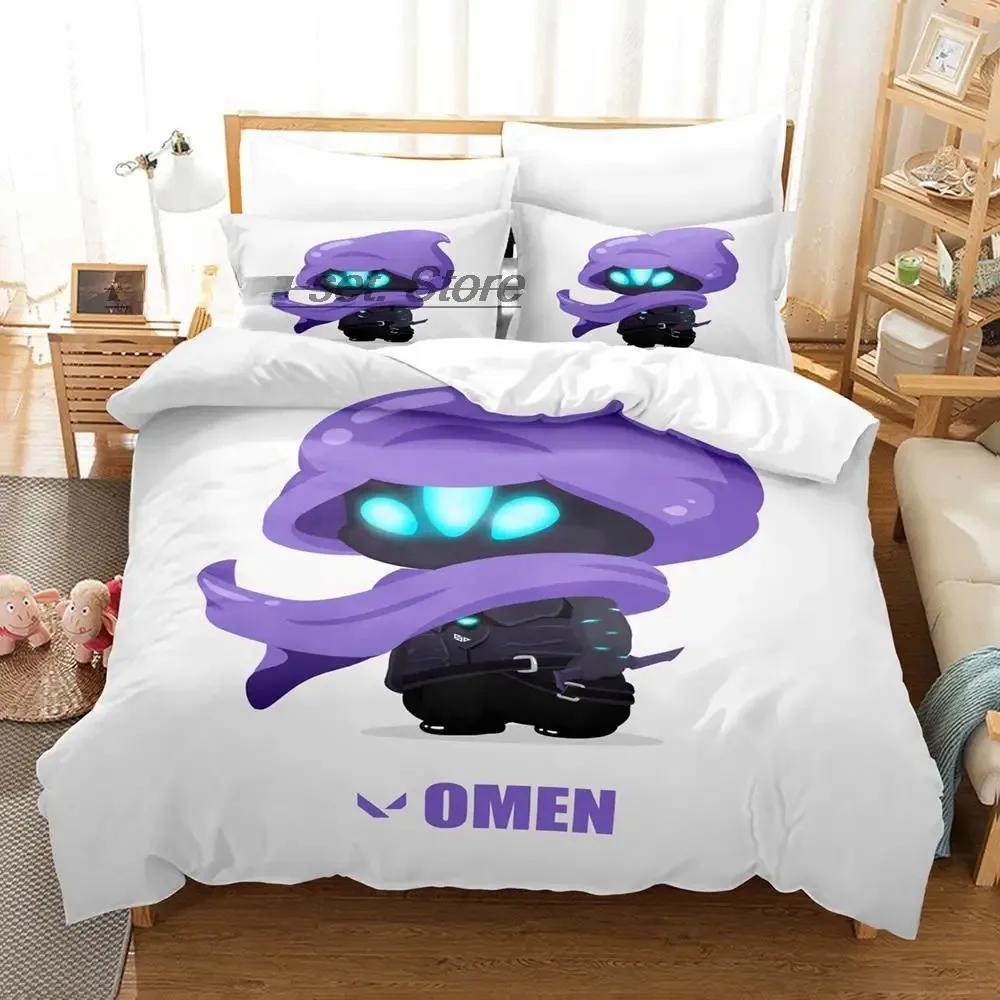 

Game VALORANT Omen Beding Set Single Twin Ful Quen King-Sized Dimensionsd Dimensions Bed Linen Set Adult People Kid Bedrom Duvet cover Sets Anime Bed 100*200cm Single