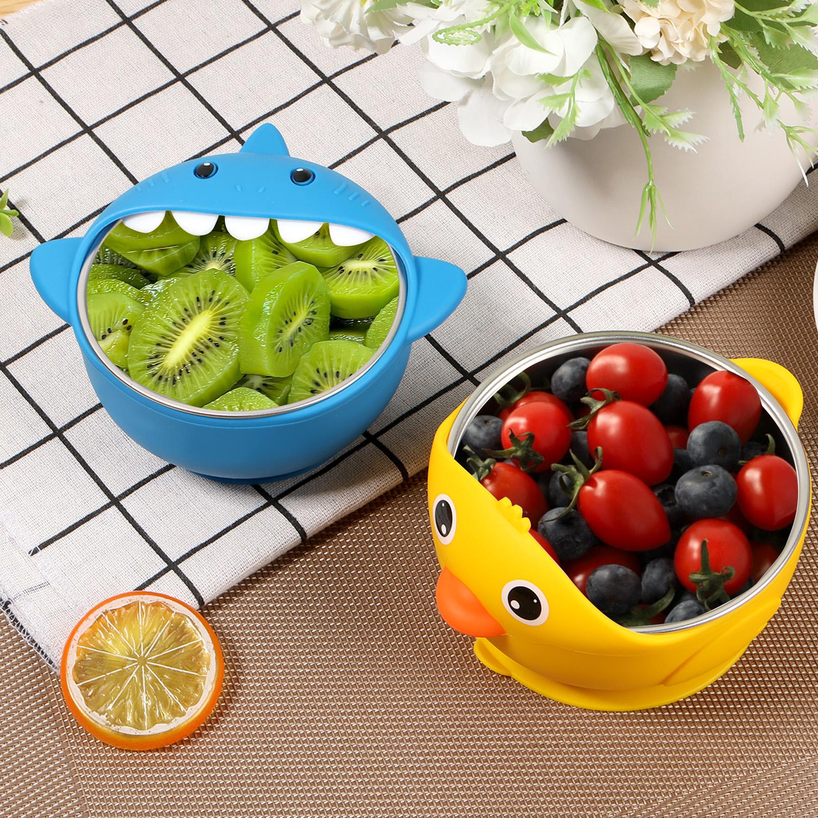 

2 Pcs 304 Stainless Steel Baby Bowl with Suction and Silicone Sleeve Baby Bowls Cute Animal Design Toddler Bowl for Baby Feeding