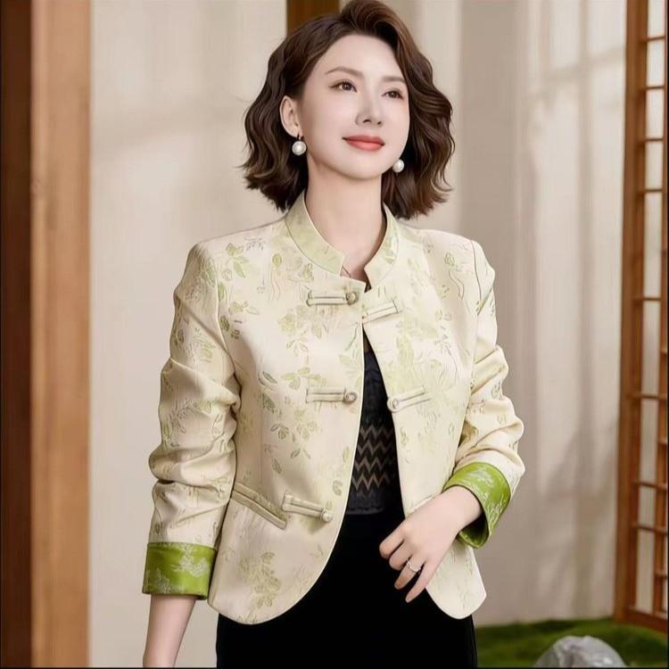 2026 Spring Women s Jacquard National Style Petite Jacket - Chic and Stylish. 2XL бежевый