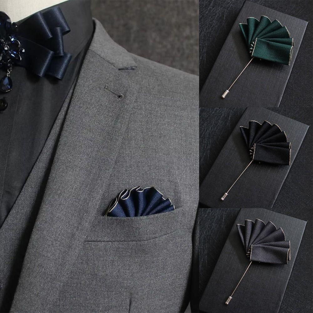 Nylon Men's Suit Pins Pocket Towel Bridegroom Dress Corsage Brooches  Wedding Jelwery Accessories