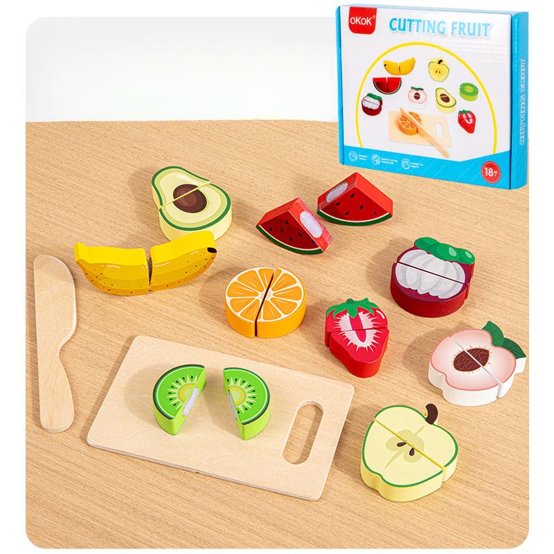 

Деревянный игровой домик, имитация еды, фруктов, нарезка, детские игрушки для резки овощей, детский сад, раннее образование