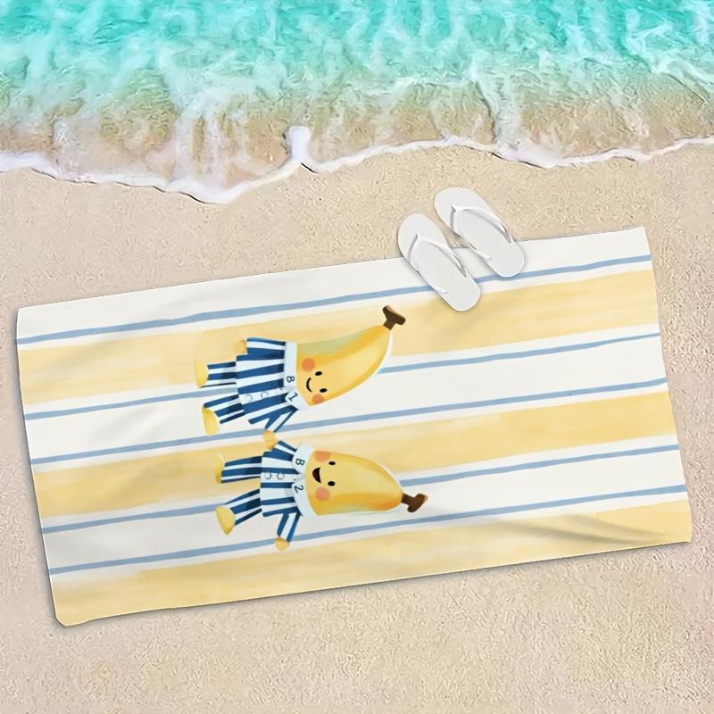 Cute Banana Brothers Pattern polyester microfiber beach towel is highly absorbent, suitable for swimming and beach outings