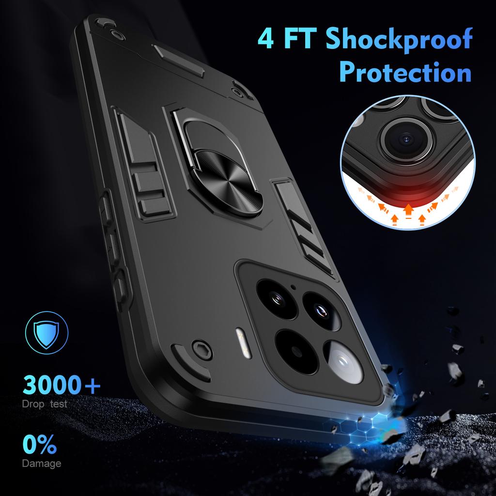 Dla Xiaomi 15 Etui PC+TPU Odporne na upadki Pokrowiec na telefon z pierścieniową podstawką
