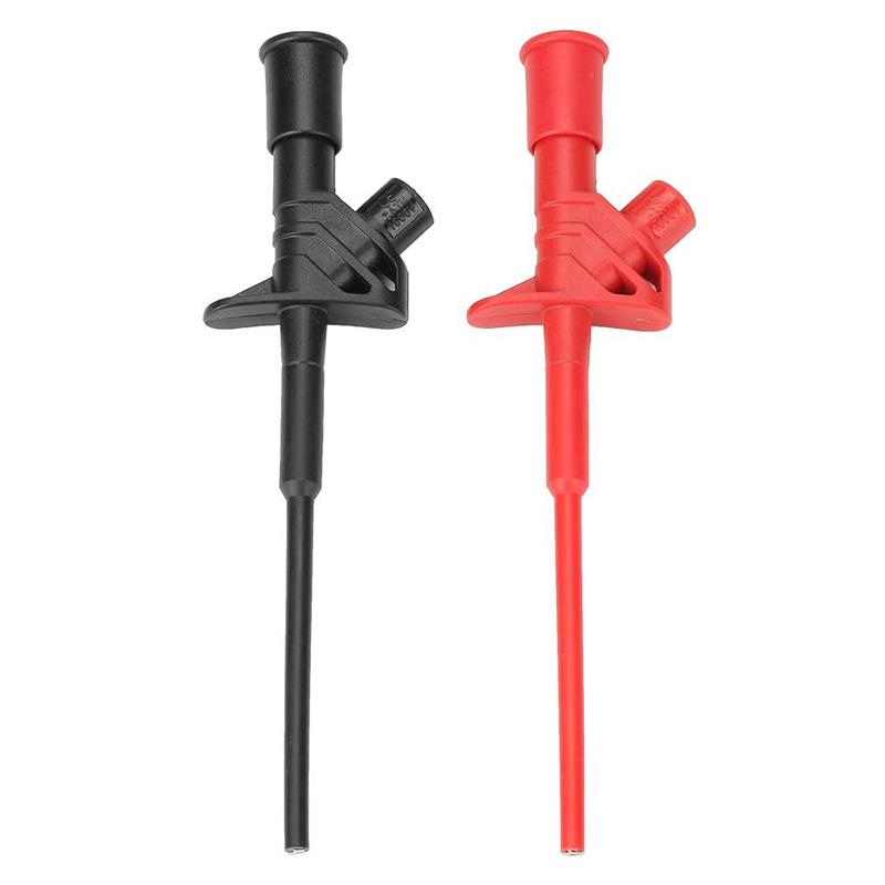 Insulated 4mm Banana Plug Multimeter Probe with Flexible High Voltage Differential Clip and Retractable Hook