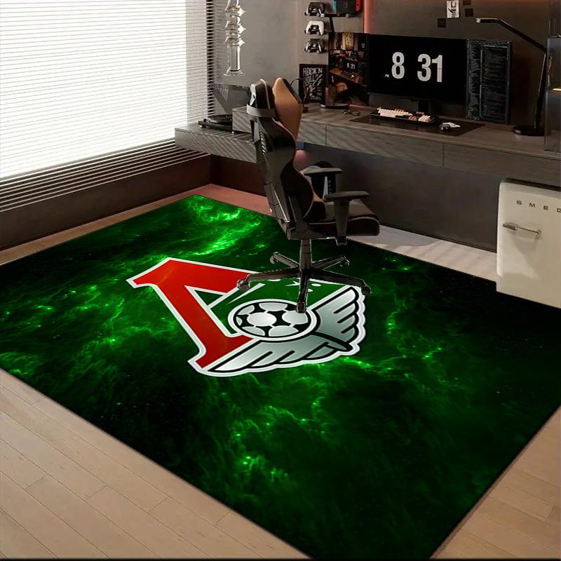 Green And Red Soccer Emblem Printed Office Carpet Chair Cushion Entryway Rug, Rugs for Living Room, Bedroom Christmas gifts