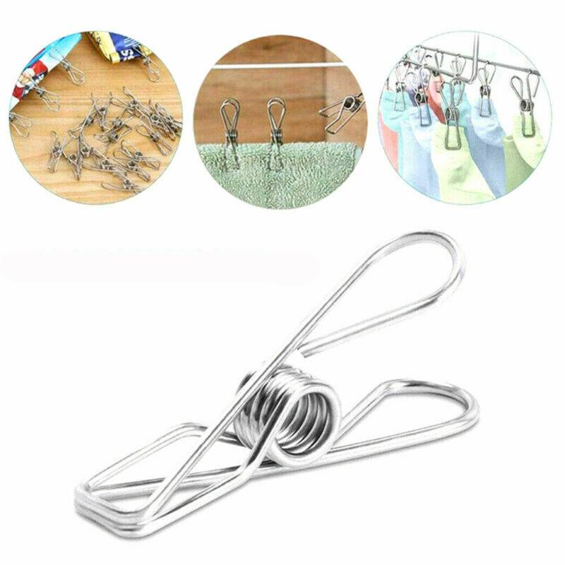 Stainless Steel Clothes Peg Set Windproof Laundry Clips Pants Socks Underwear Hanging Clips