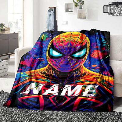 Custom Name "Spider-Man: Neon Hero" Blanket for Couch & Bed, Plush Cozy Fuzzy Blanket Super Soft & Warm Blankets for Fall and Winter. 090822