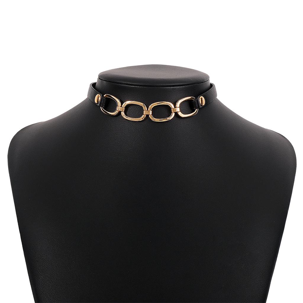 Women European Trend Choker Exaggerated Leather Chain Splice Necklace Harajuku Punk Bracelet For Women