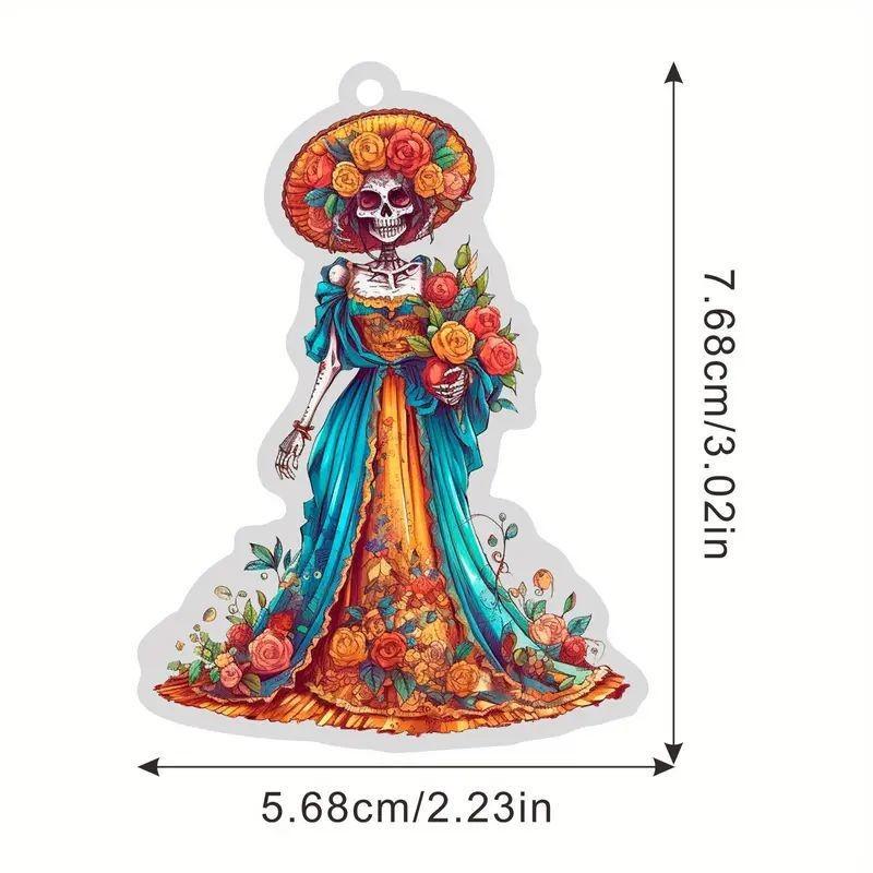 

Acrylic Retro Delightful Skeleton Bride Auto Hanging Ornament For Festive Style 1